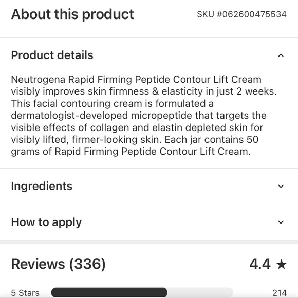 BNIB Neutrogena Peptide Contour Lift Cream - Picture 4 of 13